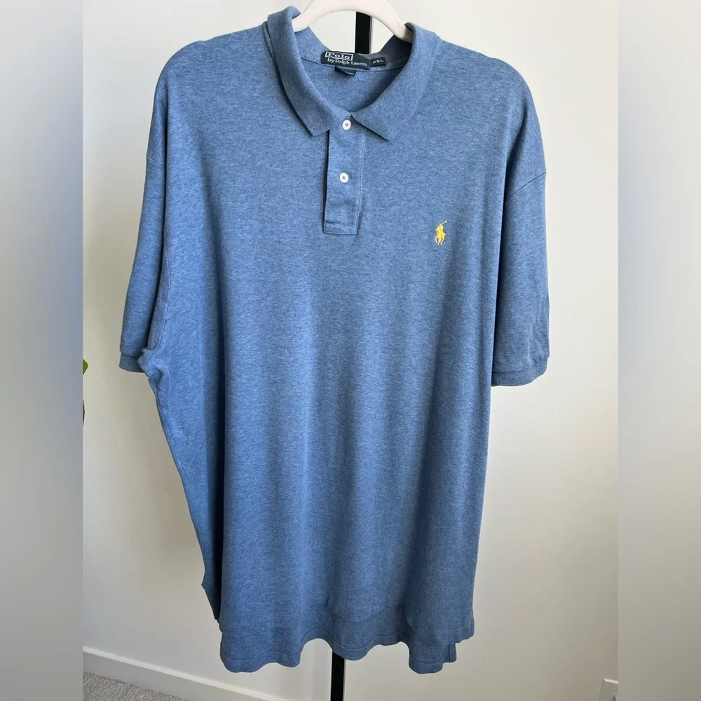 Polo Ralph Lauren Heather Blue Polo Shirt Yellow Pony XXL Preppy Classic